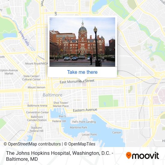 How to get to The Johns Hopkins Hospital in Baltimore by bus, metro or