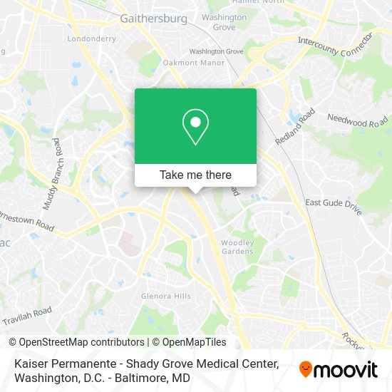 How to get to Kaiser Permanente Shady Grove Medical Center in Montgomery County by bus or metro?