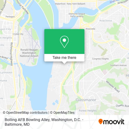 How to get to Bolling AFB Bowling Alley in Washington by Bus or Metro?