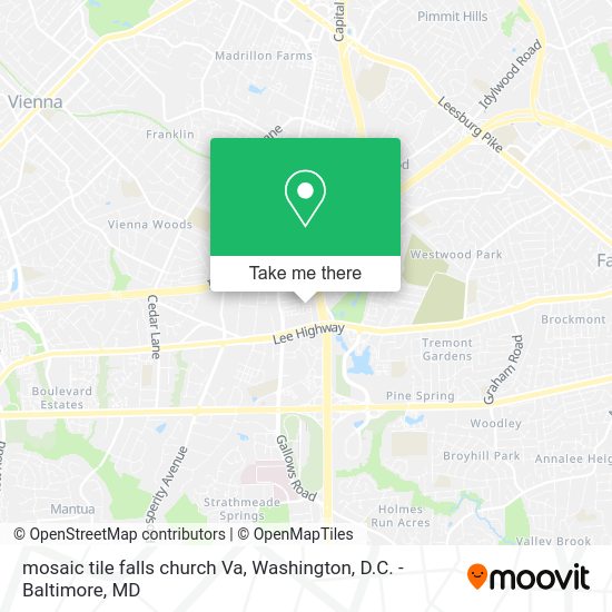 How to get to mosaic tile falls church Va in Fairfax County by bus or