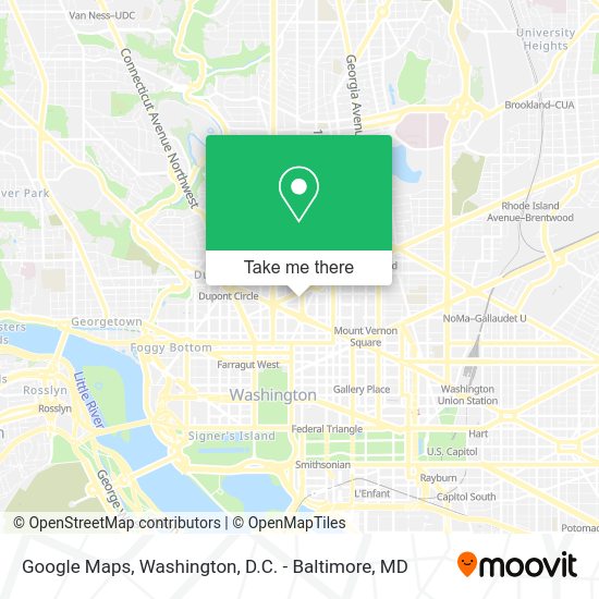 How to get to Google Maps in Washington by Bus, Metro or Train?