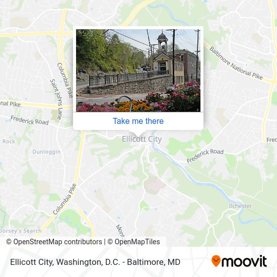 How to get to Ellicott City in Howard County by bus, metro or train?