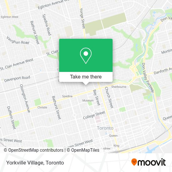 How to get to Yorkville Village in Toronto by subway, bus or train?