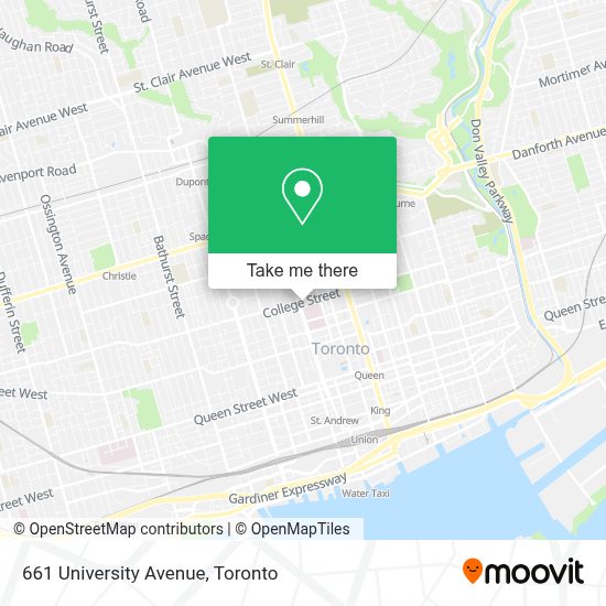 How to get to 661 University Avenue in Toronto by bus, subway, train or Streetcar?
