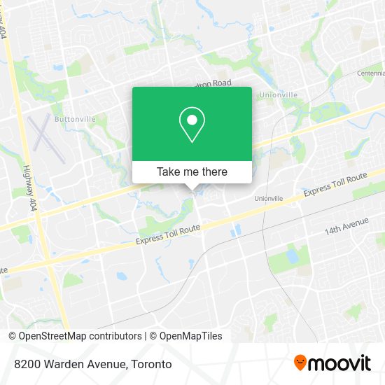 How to get to 8200 Warden Avenue in Markham by bus or train?