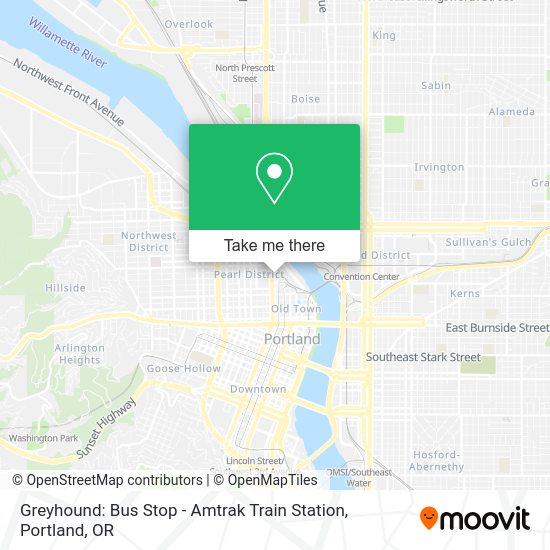 How to get to Greyhound Bus Stop Amtrak Train Station in Portland by