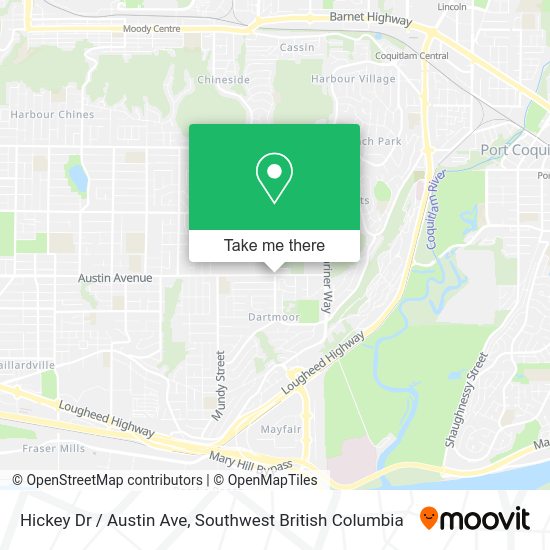 How to get to Hickey Dr / Austin Ave in Coquitlam by bus or SkyTrain?