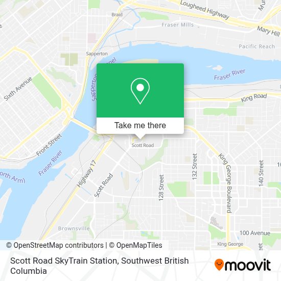 How to get to Scott Road SkyTrain Station in Surrey by SkyTrain or bus?