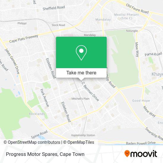 How to get to Progress Motor Spares in Mitchells Plain by train or bus?