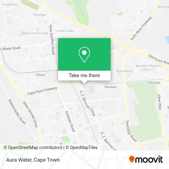 How to get to Aura Water in Mitchells Plain by train or bus?