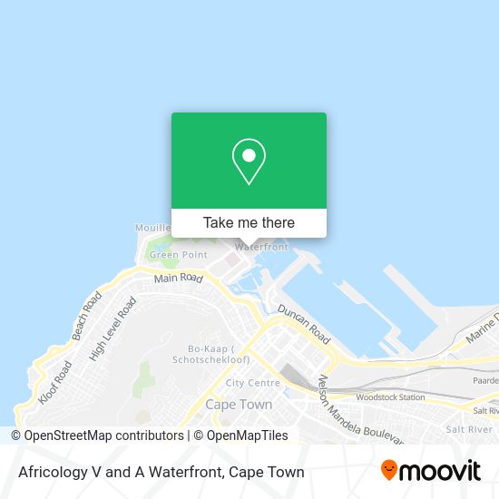 How to get to Africology V and A Waterfront in Goodwood by bus or train?