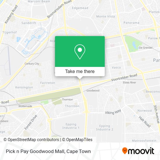How to get to Pick n Pay Goodwood Mall in Wynberg by train or bus?