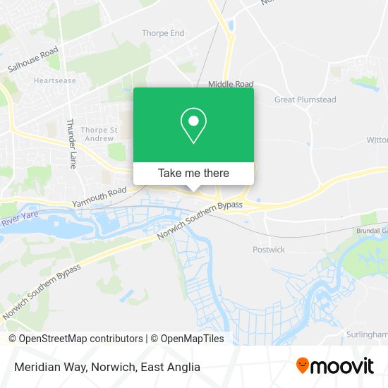 How to get to Meridian Way, Norwich in Broadland by bus or train?