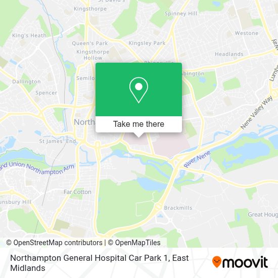 How to get to Northampton General Hospital Car Park 1 by Bus or Train?