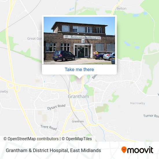 How to get to Grantham & District Hospital in South Kesteven by bus or