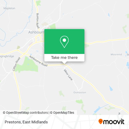 How to get to Prestons in Derbyshire Dales by Bus or Train?