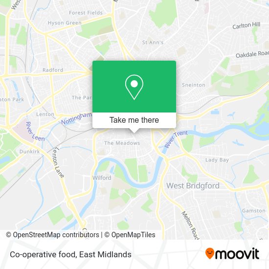 How to get to Cooperative food in Nottingham by bus, train or light rail?