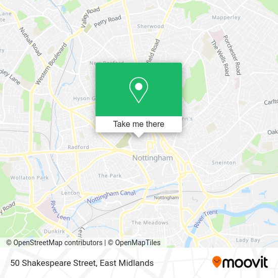 How to get to 50 Shakespeare Street in Nottingham by bus, light rail or