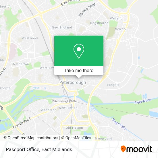 How to get to Passport Office in Peterborough by bus or train?