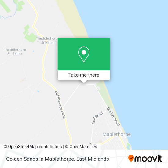 How to get to Golden Sands in Mablethorpe in East Lindsey by bus or train?