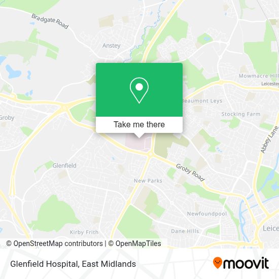 How to get to Glenfield Hospital in Leicester by bus?