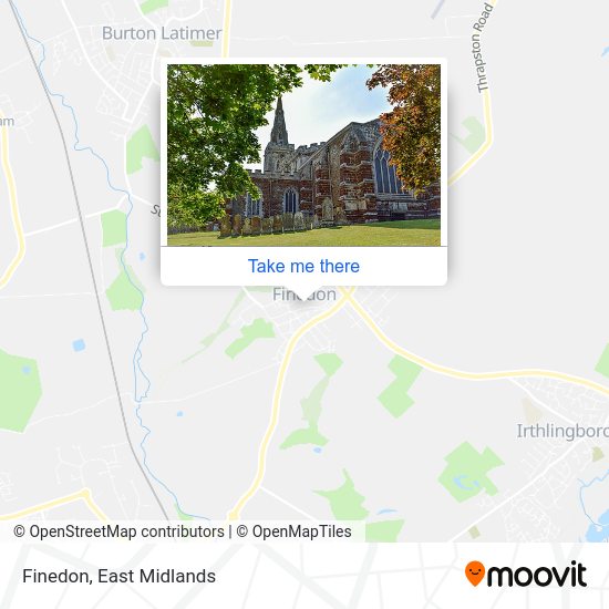 How to get to Finedon in Wellingborough by bus?