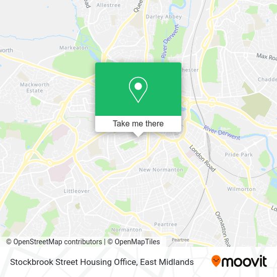 How to get to Stockbrook Street Housing Office in Derby by bus or train?