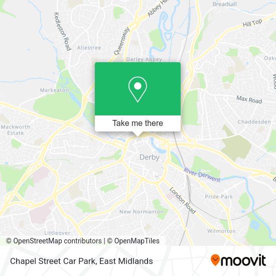 How to get to Chapel Street Car Park in Derby by bus or train?