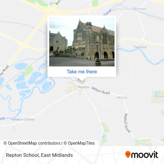 How to get to Repton School in South Derbyshire by bus or train?