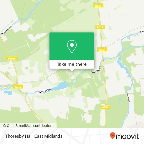 How to get to Thoresby Hall in Newark And Sherwood by bus or train?