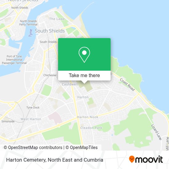 How to get to Harton Cemetery in South Tyneside by bus or underground?