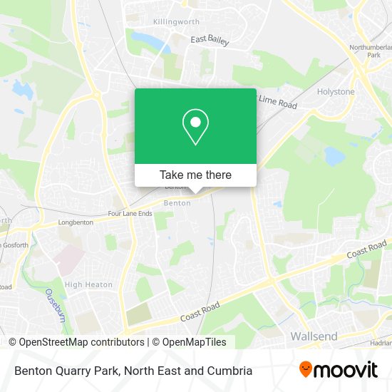 How to get to Benton Quarry Park in North Tyneside by bus or underground?