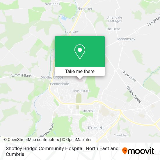 How to get to Shotley Bridge Community Hospital in County Durham by bus