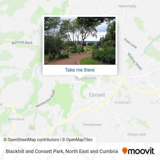 How to get to Blackhill and Consett Park in County Durham by bus or train?