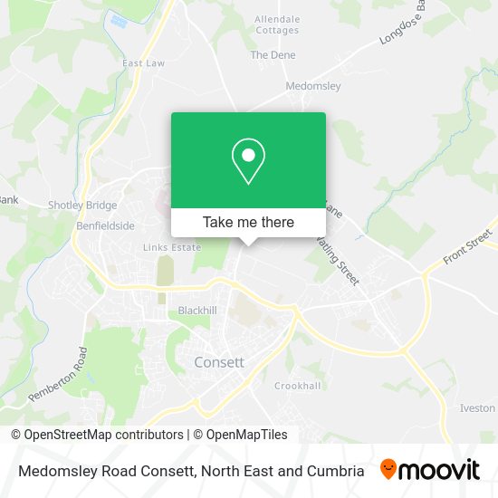 How to get to Medomsley Road Consett in County Durham by Bus or Train?