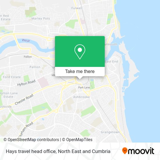 How to get to Hays travel head office in Sunderland by bus, underground