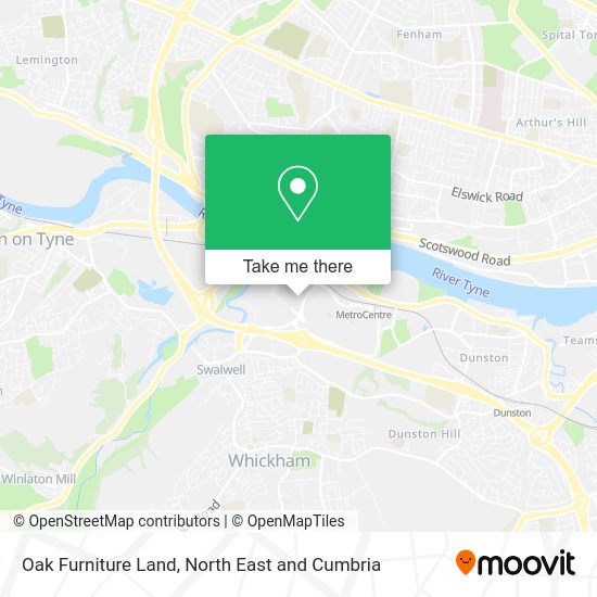 How to get to Oak Furniture Land in Gateshead by Bus, Underground or Train?