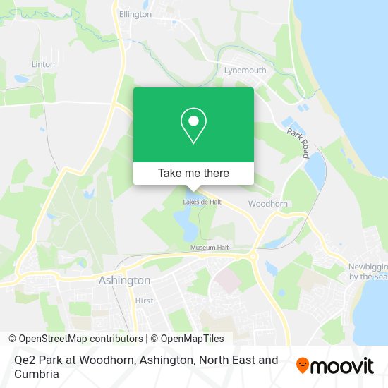 How to get to Qe2 Park at Woodhorn, Ashington in Northumberland by bus?