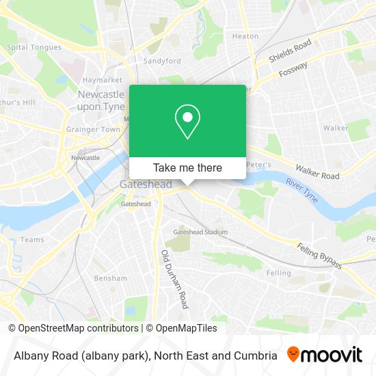 How to get to Albany Road (albany park) in Gateshead by bus, underground or train?