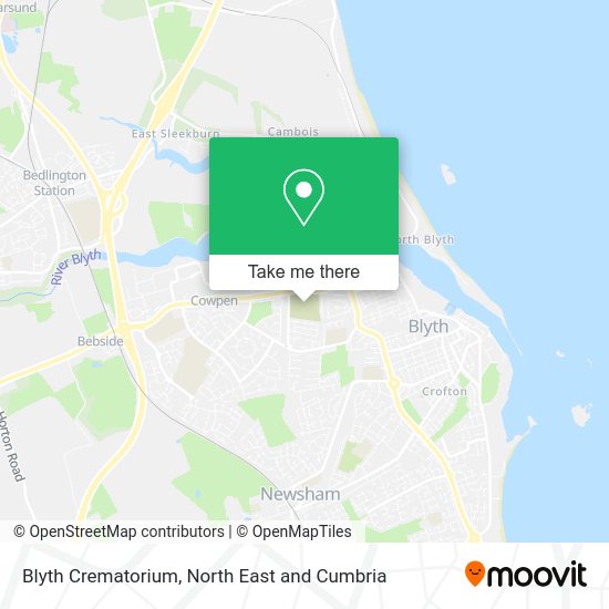 How to get to Blyth Crematorium in Northumberland by bus or underground?
