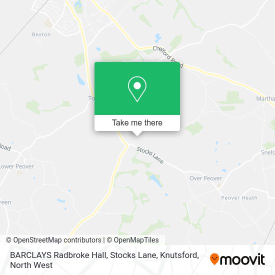 How to get to BARCLAYS Radbroke Hall, Stocks Lane, Knutsford in Over