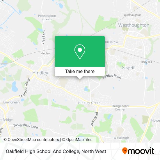 How to get to Oakfield High School And College in Hindley by bus or train?