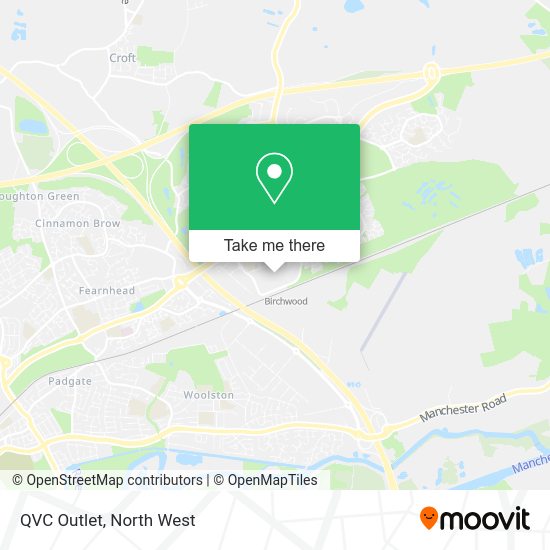 How to get to QVC Outlet in Warrington by bus or train?
