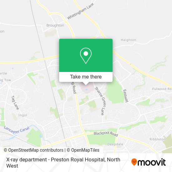 How to get to Xray department Preston Royal Hospital by bus or train?