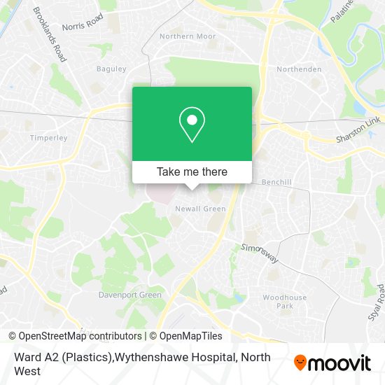 How to get to Ward A2 (Plastics),Wythenshawe Hospital in Manchester by