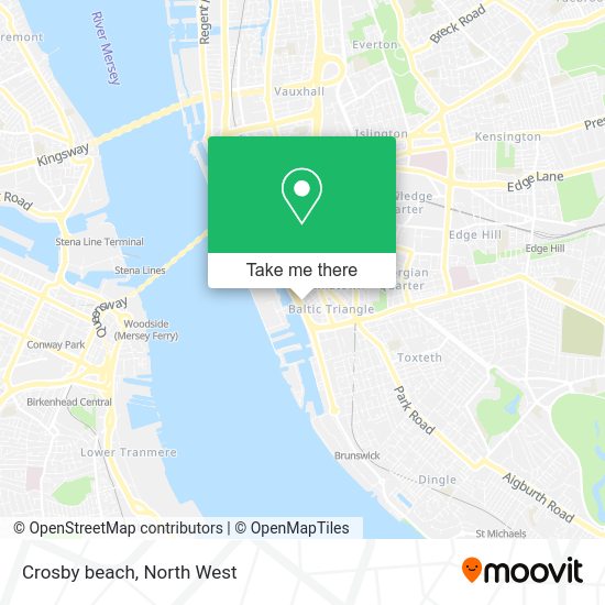 How to get to Crosby beach in Liverpool by bus or train?