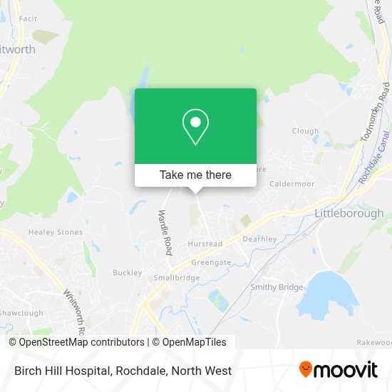 How to get to Birch Hill Hospital, Rochdale in Wardle by bus, train or