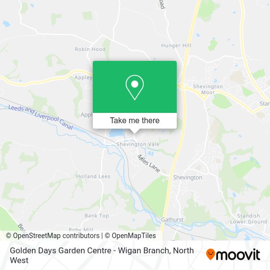 How to get to Golden Days Garden Centre Wigan Branch in Appley Bridge by Bus or Train?