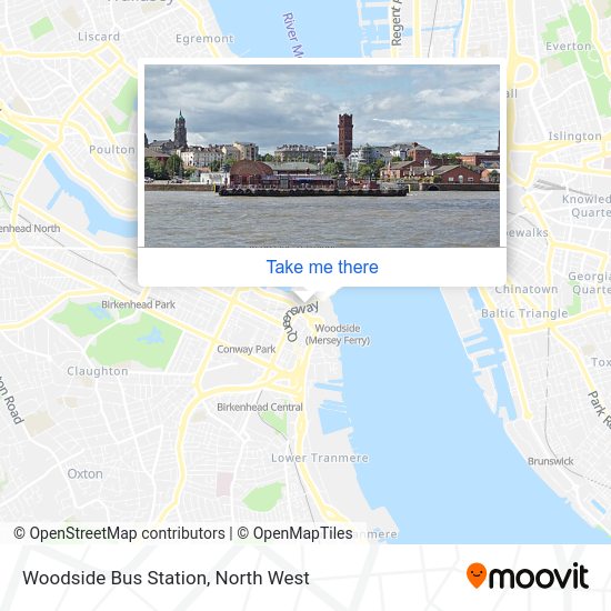 How to get to Woodside Bus Station in Birkenhead by train or bus?