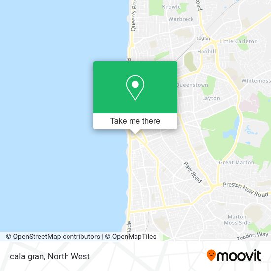 How to get to cala gran in Blackpool by Bus or Train